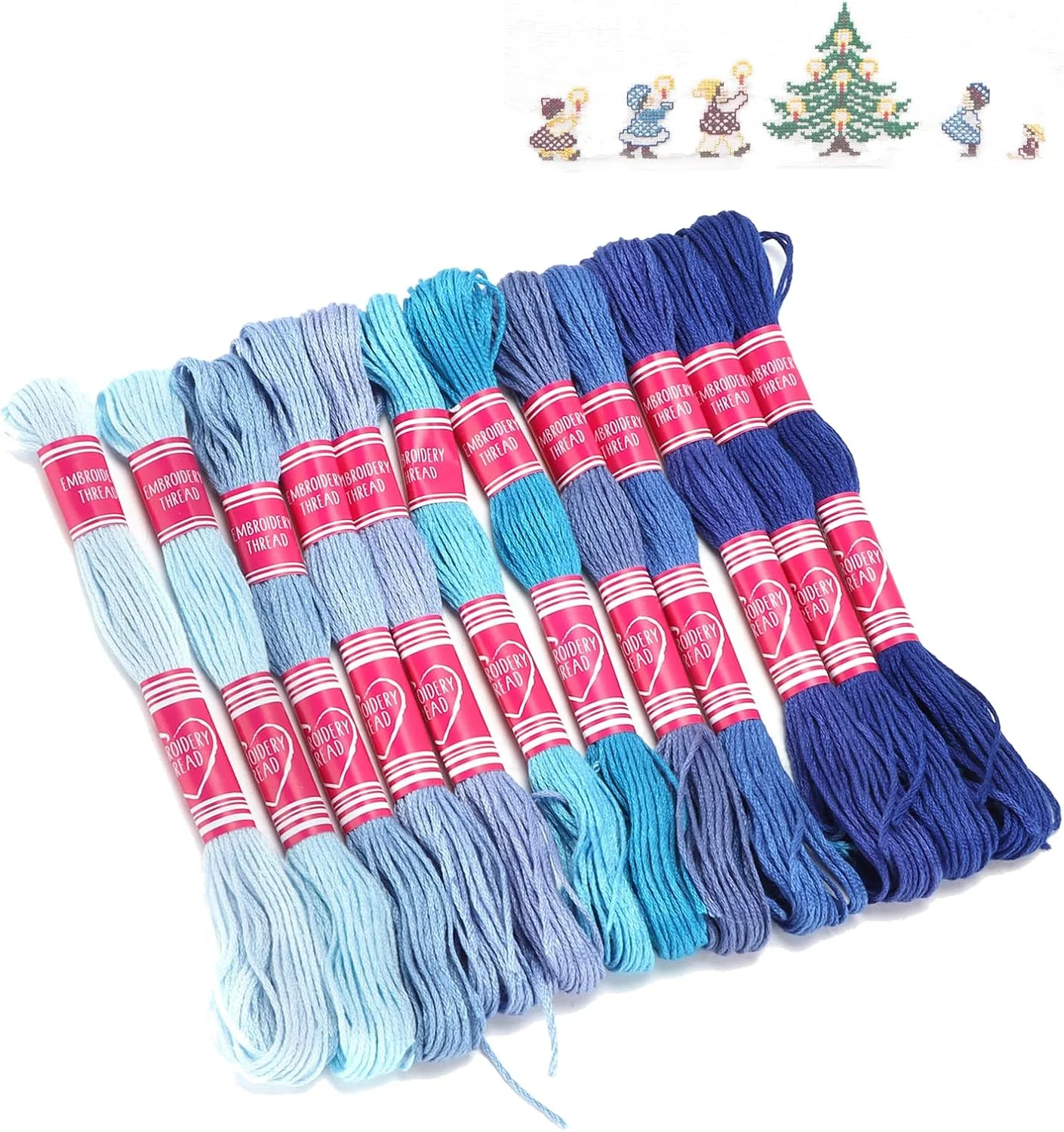 نخ گلدوزی گرادیان روشن متالیک نخ گلدوزی نخ گلدوزی رنگ سفید خط پلی استر برای گروه دوستداران سوزن دوزی (آبی)