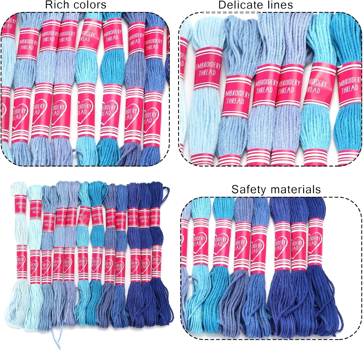 نخ گلدوزی گرادیان روشن متالیک نخ گلدوزی نخ گلدوزی رنگ سفید خط پلی استر برای گروه دوستداران سوزن دوزی (آبی)