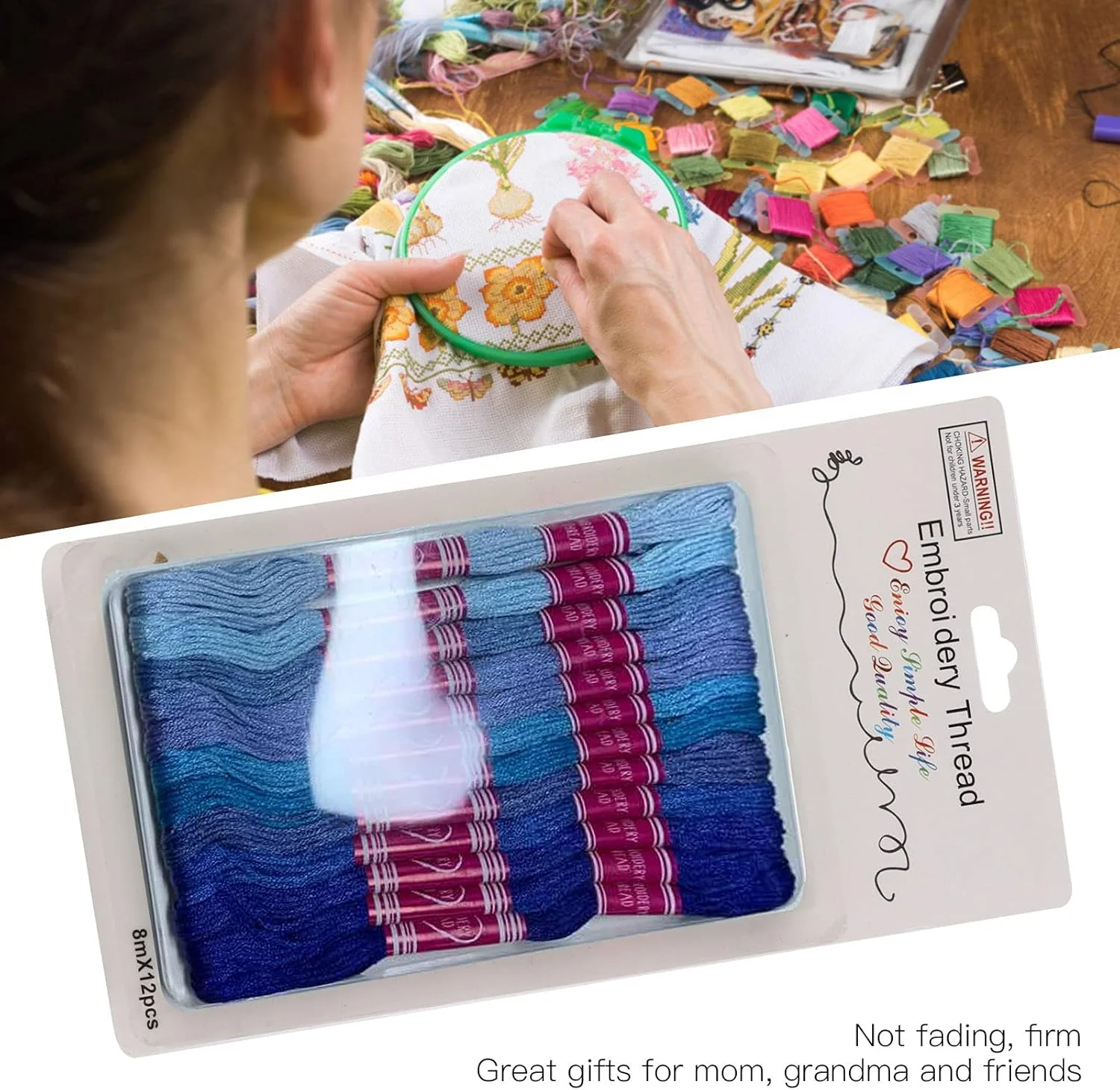 نخ گلدوزی گرادیانی 12 عددی، نخ دندان گلدوزی، نخ پلی استر برای دستبند، نخ بخیه متقاطع برای لوازم جانبی DIY پوشاک