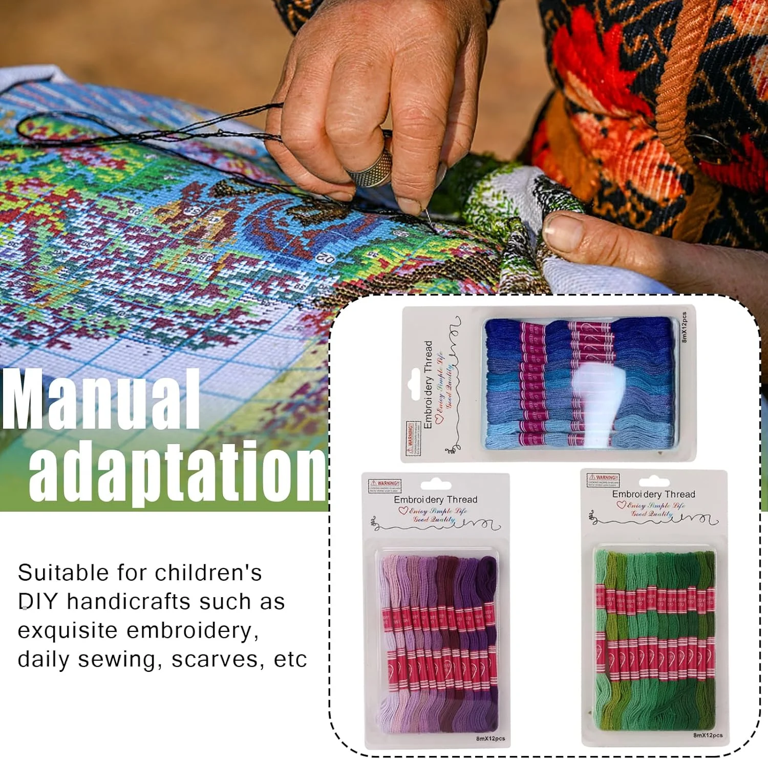 نخ گلدوزی گرادیان روشن متالیک نخ گلدوزی نخ گلدوزی رنگ سفید خط پلی استر برای گروه دوستداران سوزن دوزی (آبی)