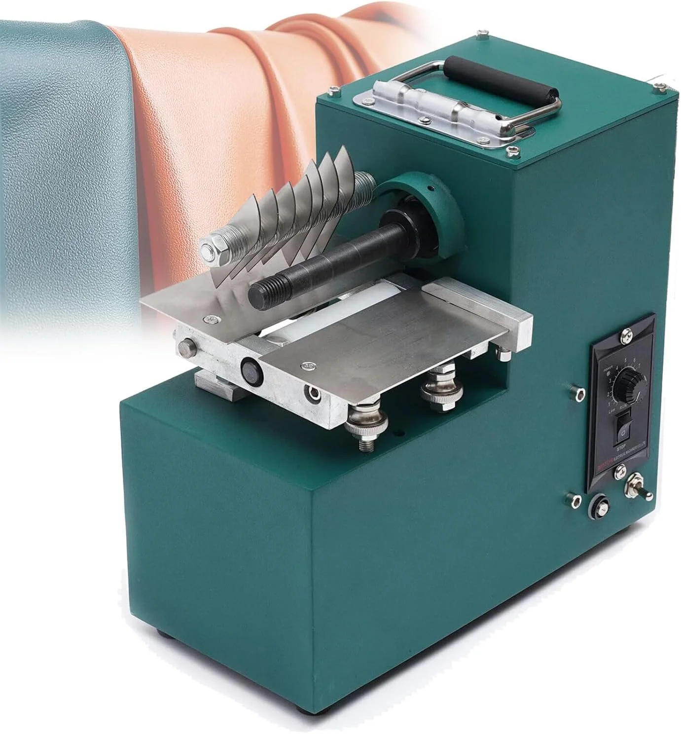 دستگاه برش چرم 1400 دور در دقیقه، دستگاه برش چرم، دستگاه برش تسمه چرمی برقی با سرعت قابل تنظیم، دستگاه جداکننده/اسکیور چرم DIY برای چرم/کیف/کفش/کاغذ تک سر