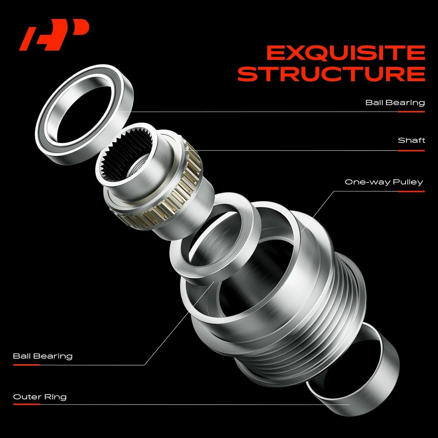 پولی کلاچ دینام A-Premium سازگار با ولوو C70 2006، S40 2004-2006، V50 2005-2006، 2.4L 2.5L، 5 شیار جهت عقربه های ساعت