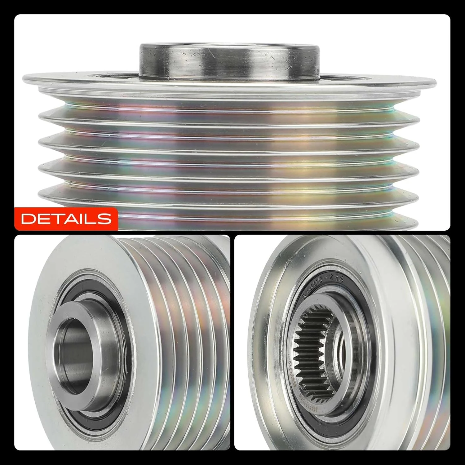 پولی کلاچ دینام A-Premium سازگار با ولوو C70 2007-2013، C30 2008-2013، S40 2007-2011، V50 2007-2011، 2.4L 2.5L، 5 شیار جهت عقربه های ساعت