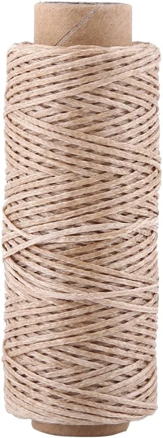 نخ خیاطی Eacam، نخ موم زده، نخ تخت، نخ خیاطی چرم، نخ خیاطی دستی، 1 میلی متر در 50 متر، برای خیاطی دستی چرم، رنگ های مختلف موجود است (خاکی)