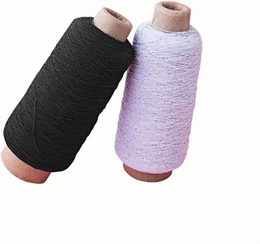 نخ کشی الاستیک، 30 متر هر کدام - نخ کشی بادوام و انعطاف پذیر برای خیاطی، بافتنی با ماشین خیاطی، ساخت جواهرات (سیاه + سفید)