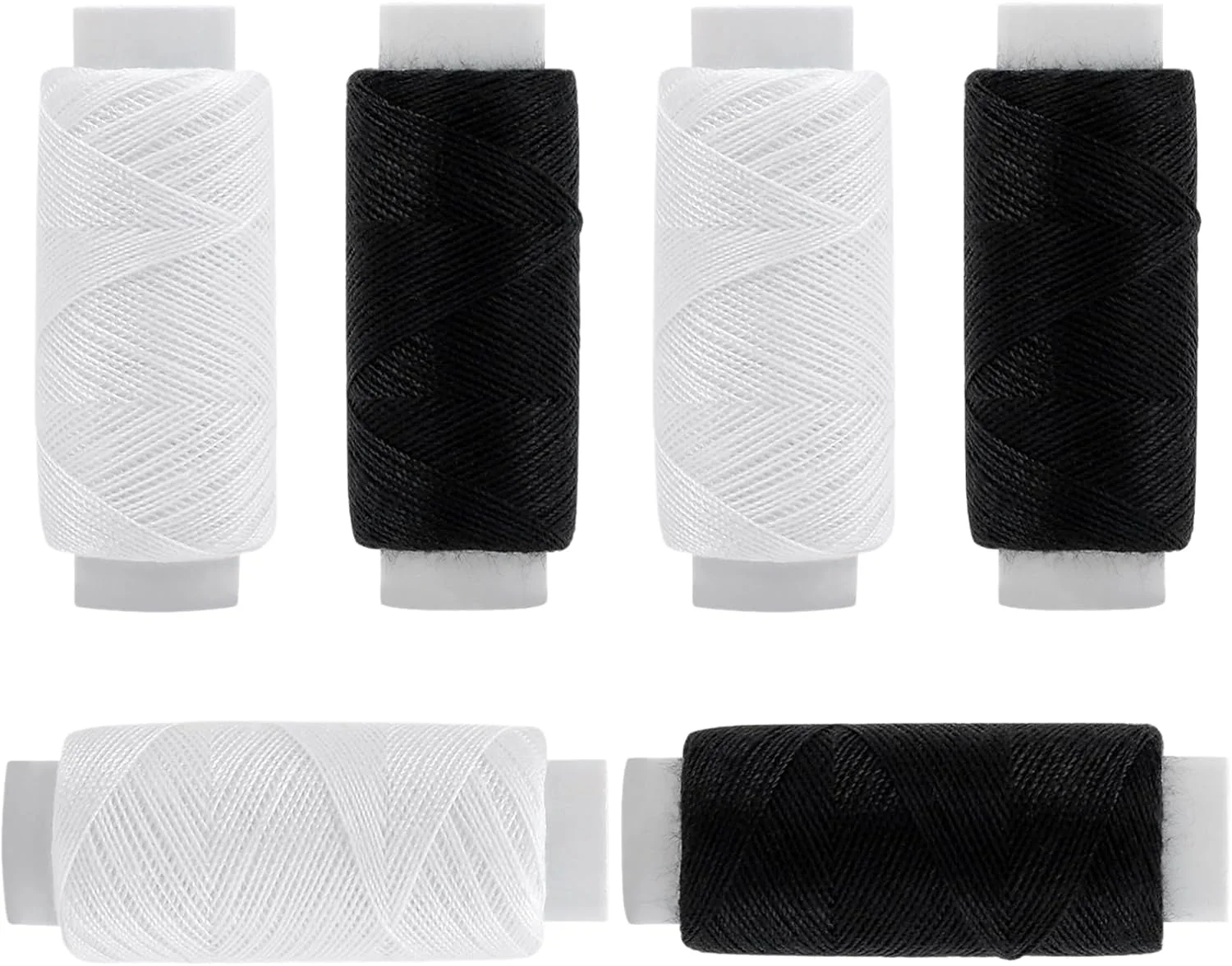 نخ خیاطی کشی الاستیک 6 عددی، هر کدام 25 متر، نخ الاستیک برای چین دادن، دوخت و دوز، کشش قوی، نخ پلی استر برای چرخ خیاطی، بافتنی، لباس، جواهرات، ساخت چین دار DIY (سیاه سفید)