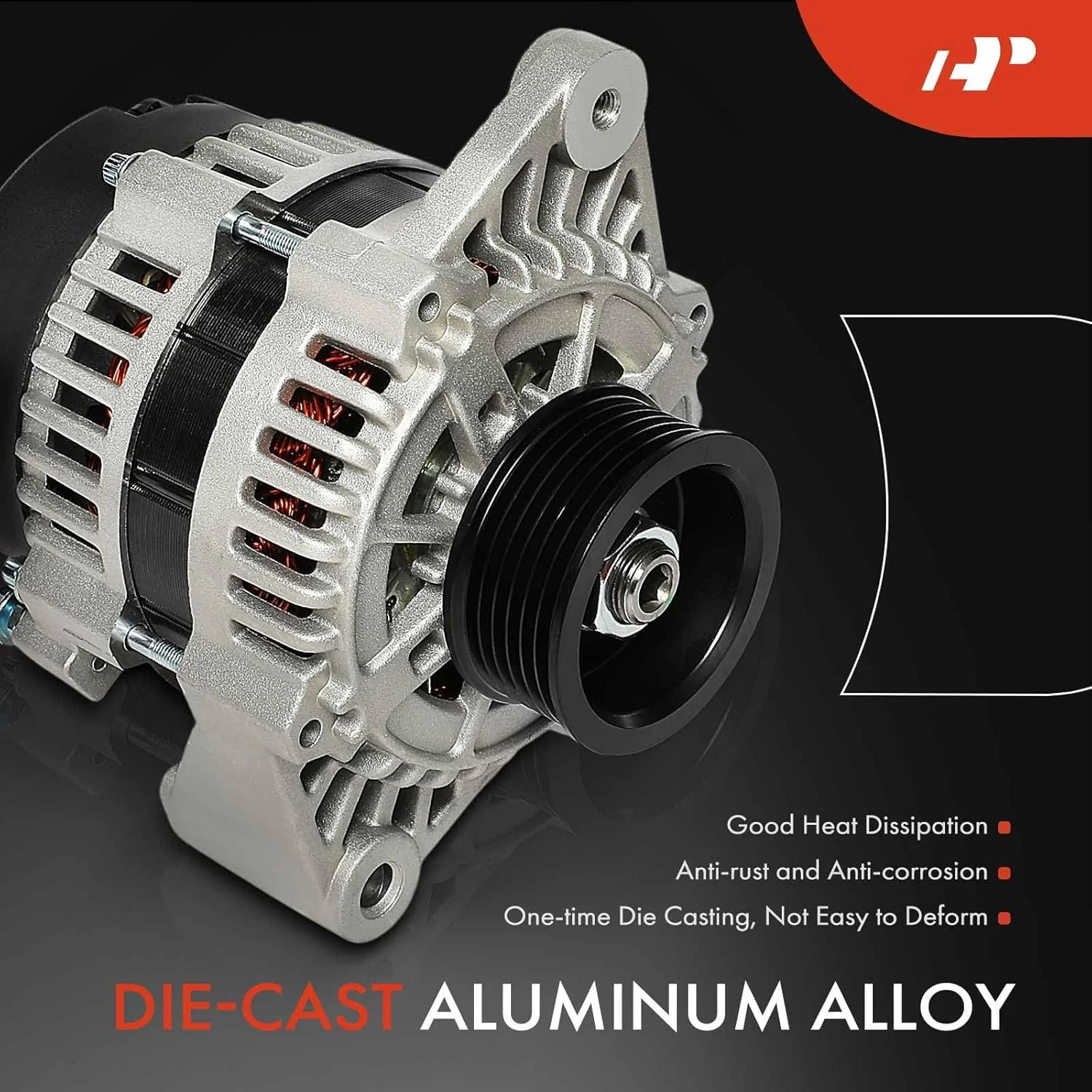دینام A-Premium سازگار با Crusader 305 350 2002-2004، 364، 496 و Hyster S-120XMS، S-120XMSPRS و Marine Power مدل های مختلف و Pleasurecraft 305CI، 350CI، 496CI، 12 ولت 70 آمپر پولی 6 شیار CCW