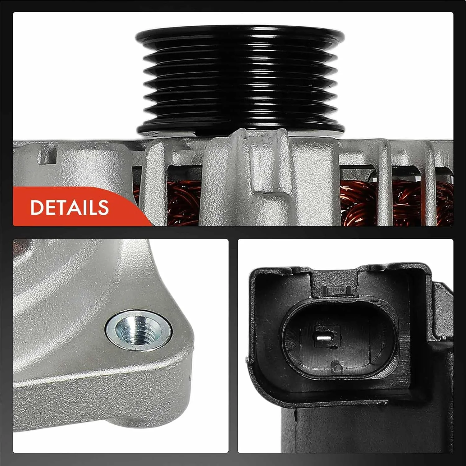 دینام A-Premium سازگار با سری BMW F15 X5 مدل 2014 2015 2016 2017 2018 موتور 3.0 لیتری، 14 ولت 220 آمپر پولی 6 شیاره چرخش در جهت عقربه های ساعت