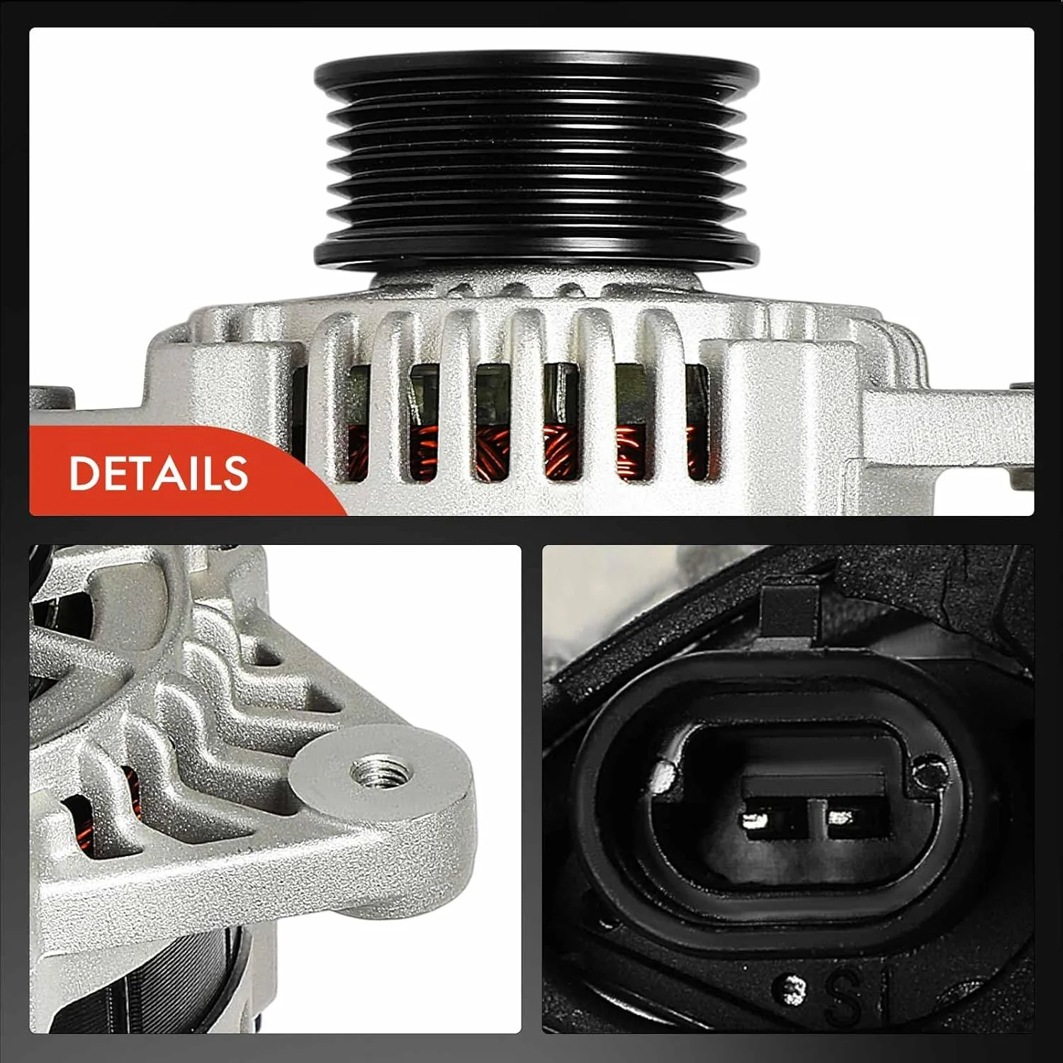 دینام A-Premium سازگار با Crusader 305 350 2002-2004، 364، 496 و Hyster S-120XMS، S-120XMSPRS و Marine Power مدل های مختلف و Pleasurecraft 305CI، 350CI، 496CI، 12 ولت 70 آمپر پولی 6 شیار CCW