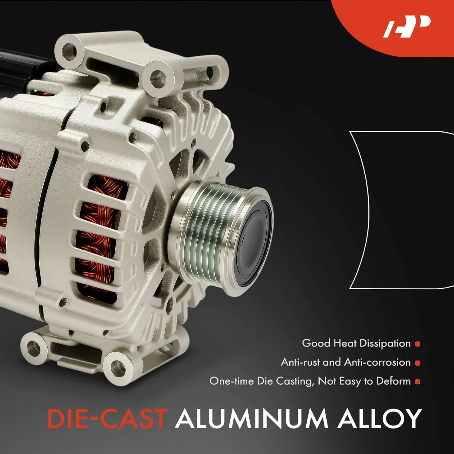 دینام A-Premium سازگار با آئودی A4 allroad Quattro 13-16، Q5/A5 Quattro 13-17، A5 13-14، A6 12-16، allroad/A6 Quattro 13-16 و پورشه ماکان 17-18، 2.0L، 14V 180A کلاچ 6 شیار CW
