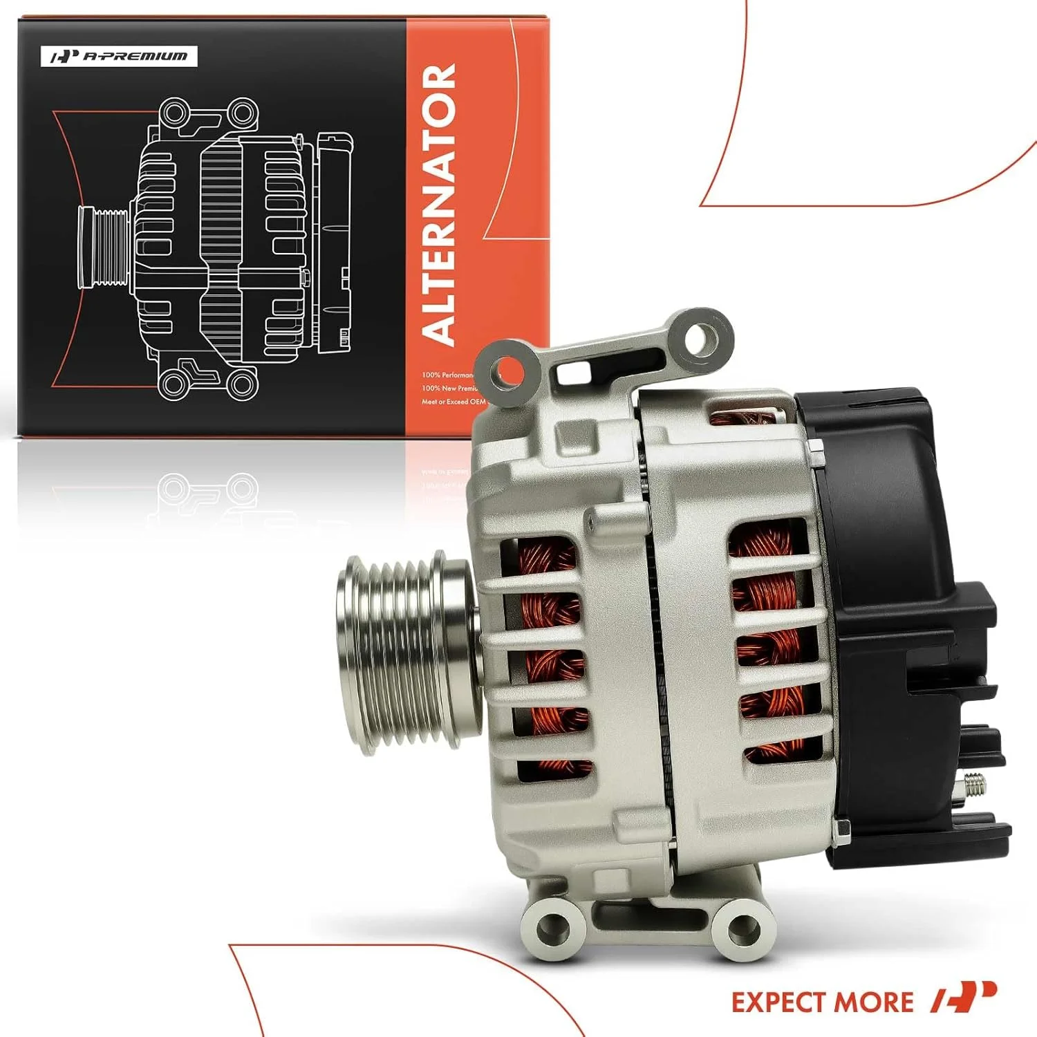 دینام A-Premium سازگار با آئودی A4 allroad Quattro 13-16، Q5/A5 Quattro 13-17، A5 13-14، A6 12-16، allroad/A6 Quattro 13-16 و پورشه ماکان 17-18، 2.0L، 14V 180A کلاچ 6 شیار CW