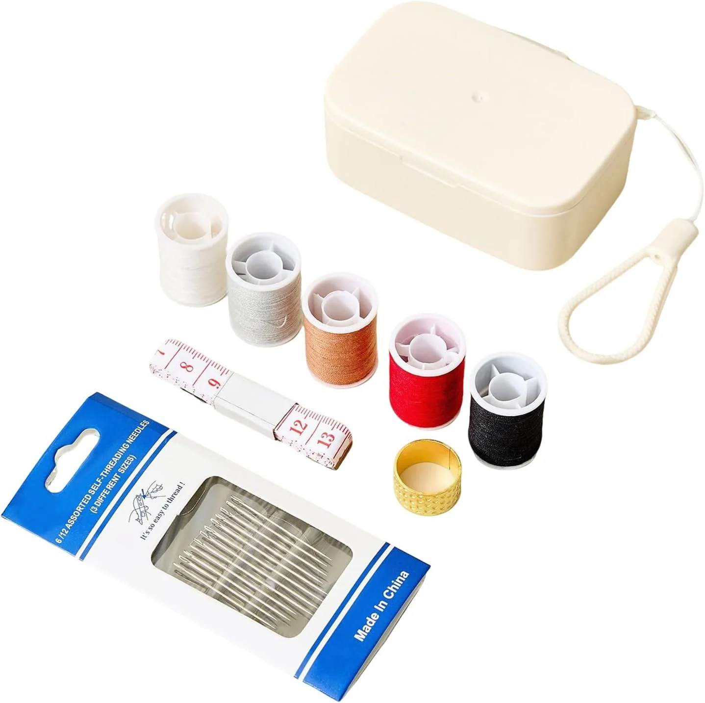 جعبه خیاطی کوچک | لوازم خیاطی سوزن نخ، جعبه نگهداری، لوازم جانبی حرفه ای قابل حمل برای تعمیرات خانوادگی، مناسب برای نوجوانان، مادران، بزرگسالان، مردان، مبتدیان، کودکان و مادربزرگ ها