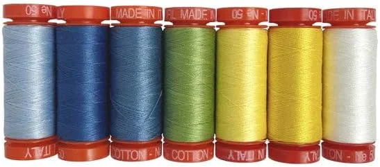 نخ خیاطی سانی اسکایز اثر جیل فینلی، 7 ماسوره کوچک، 100% پنبه، وزن 50 - ایده آل برای گلدوزی دستی، لحاف دوزی، دوخت رویه، خیاطی تزئینی - ساخت ایتالیا