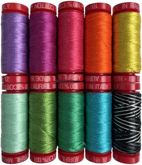 نخ کوک سالی کلی ایکس کریس انگلیش 10 قرقره کوچک 12wt – 100% پنبه مصری – ایده آل برای گلدوزی دستی، لحاف دوزی، دوخت رویه، خیاطی تزئینی – ساخت ایتالیا