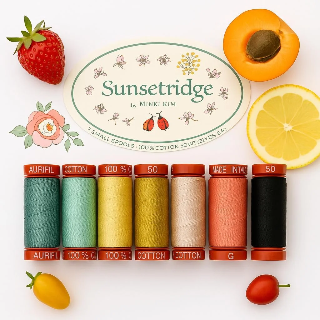 نخ کوک Sunsetridge اثر مینکی کیم، ۷ قرقره کوچک، ۱۰۰% پنبه، وزن ۵۰ - ایده آل برای گلدوزی دستی، لحاف دوزی، دوخت رویه، خیاطی تزئینی - ساخت ایتالیا