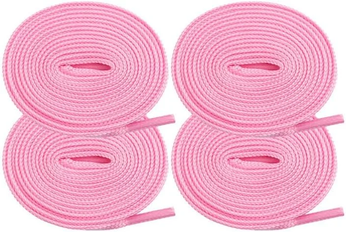 4 عدد بند کشی صورتی جهانی، بند کشی تخت پلی استر به عرض 10 میلی متر، جایگزین بند کشی با انتهای پلاستیکی برای هودی، شلوار، کفش، کت، 130 سانتی متر