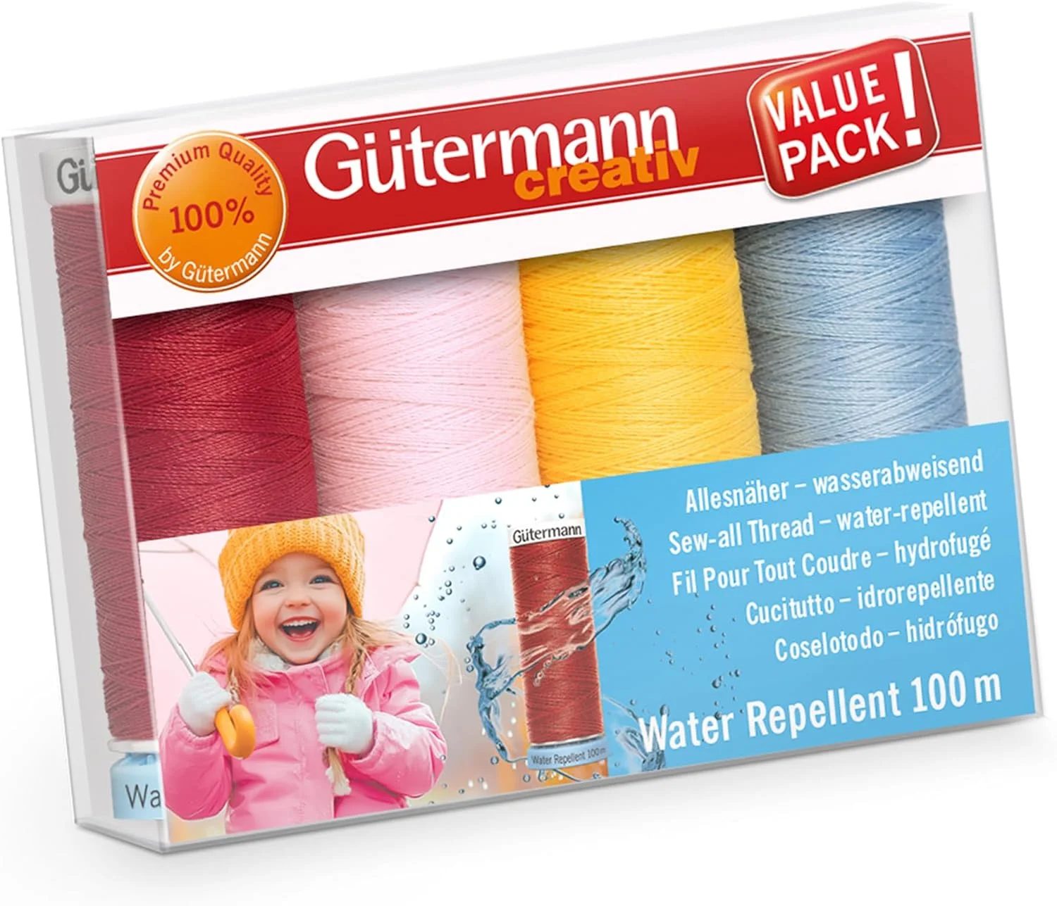 نخ خیاطی همه منظوره ضد آب گاترمان (100 متر، بسته 4 عددی)