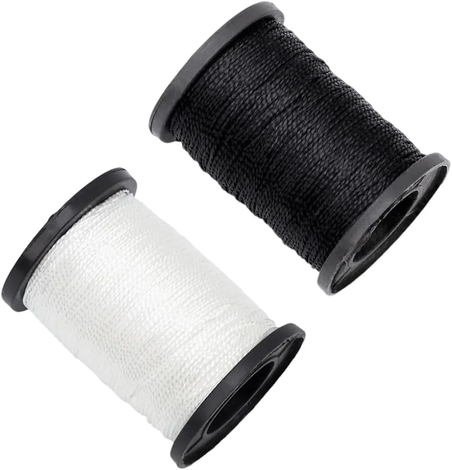 2 عدد قرقره نخ نایلونی سفید و مشکی، نخ خیاطی نایلونی برای خیاطی دستی و ماشینی، 50 متر در هر قرقره