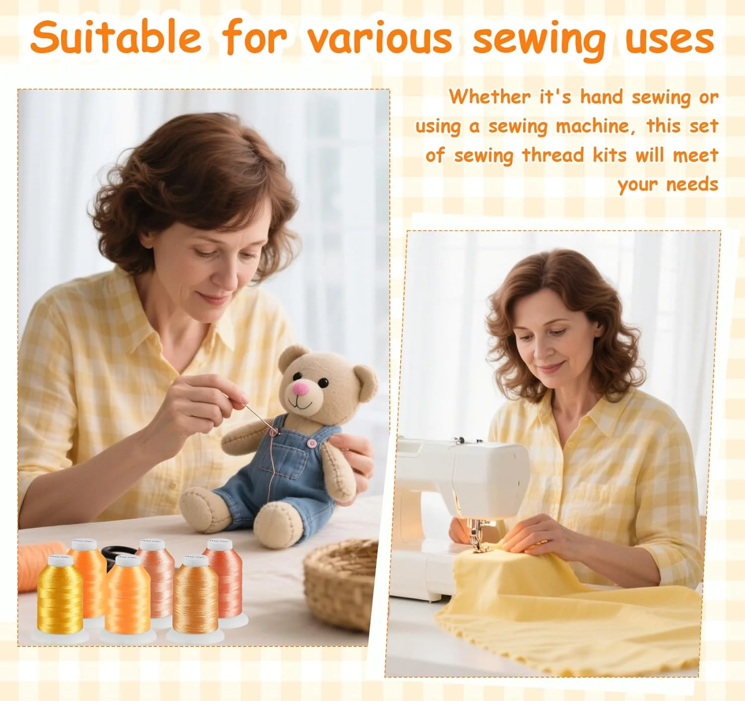 ست نخ خیاطی Lemonfilter، نخ خیاطی 6 رنگ 550 یارد در هر قرقره نخ پلی استر Hilos para Coser برای چرخ خیاطی، دست یا گلدوزی، مجموعه نخ های خیاطی برای مبتدیان (زرد) ست نخ خیاطی Lemonfilter، نخ خیاطی 6 رنگ 550 یارد در هر قرقره نخ پلی استر Hilos para Coser برای چرخ خیاطی، دست یا گلدوزی، مجموعه نخ های خیاطی برای مبتدیان (زرد)