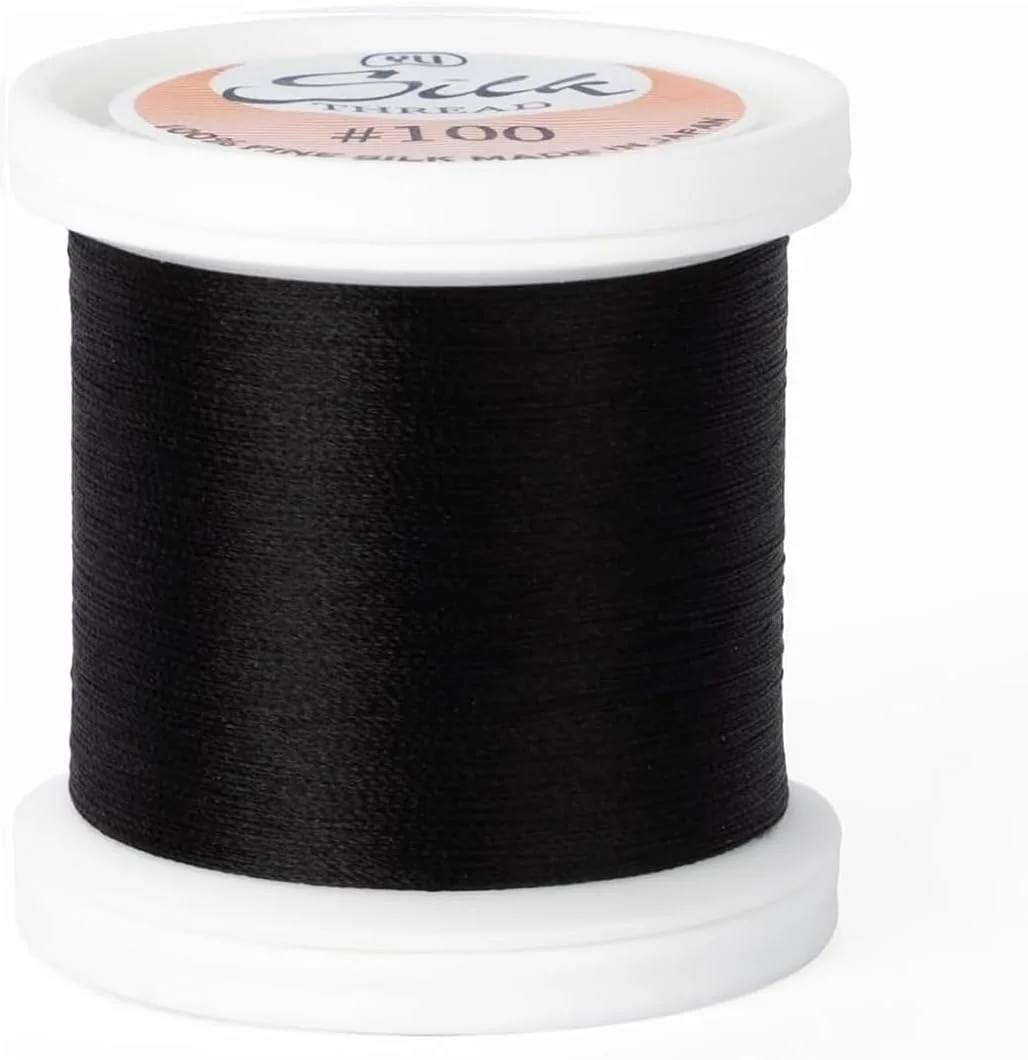 نخ ابریشم YLI – نخ ابریشم ظریف ژاپنی 100 وزن برای تکه دوزی، EPP و لحاف دوزی - مشکی