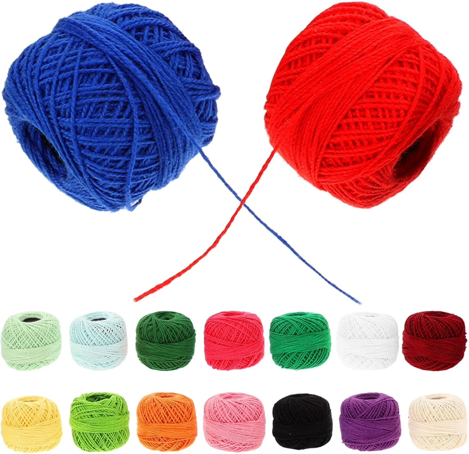 نولیتوی 16 حلقه نخ گلدوزی رنگارنگ پنبه ای، نخ گلدوزی DIY، لوازم خیاطی (رنگ های ترکیبی)
