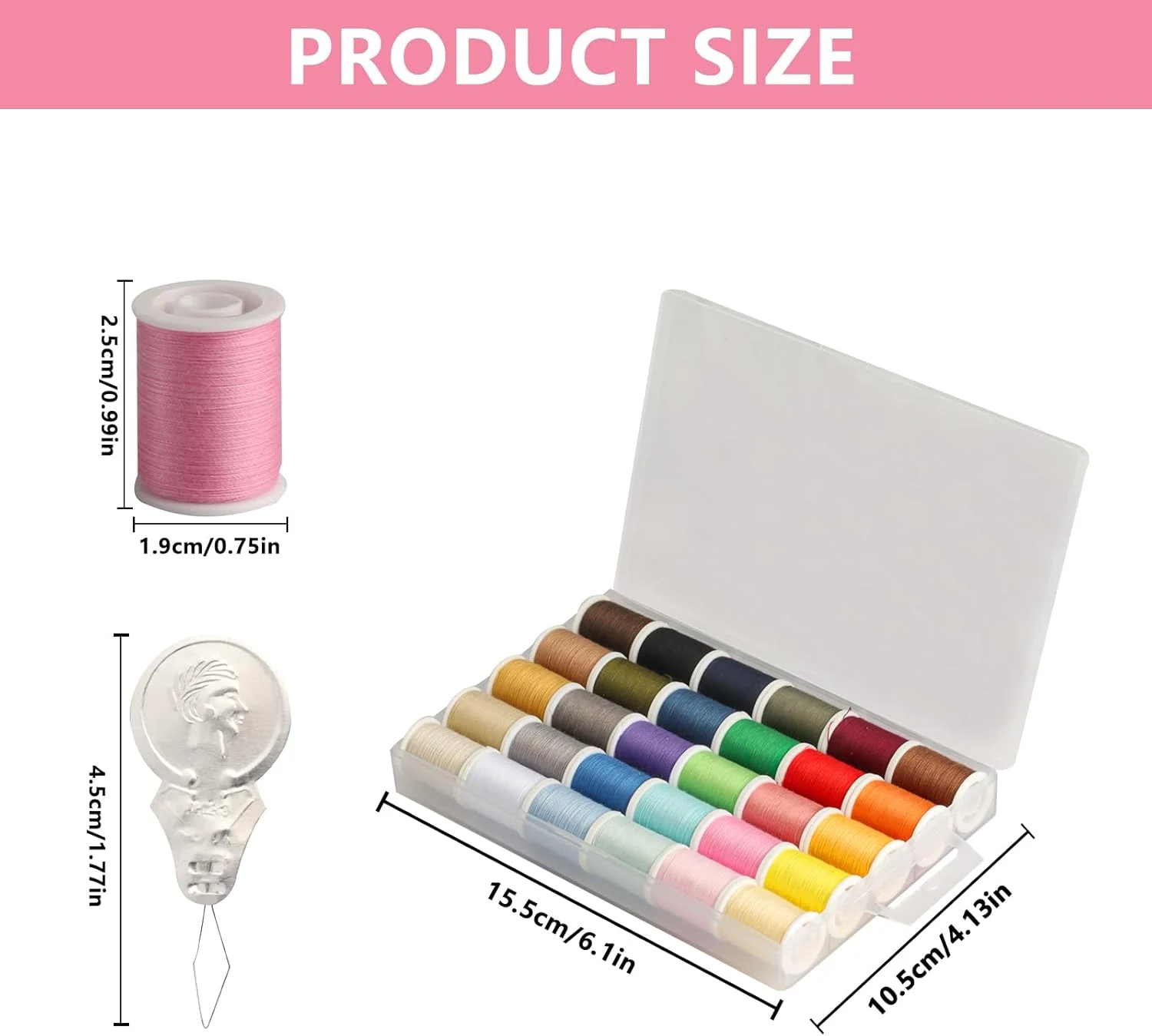 ست نخ خیاطی، 30 رنگ نخ پلی استر کاربردی مجموعه نخ خیاطی همه منظوره رنگارنگ برای نخ کشی نخ های قلاب بافی گلدوزی (46 متر / 50 یارد در هر رول)، با 1 نخ کش ست نخ خیاطی، 30 رنگ نخ پلی استر کاربردی مجموعه نخ خیاطی همه منظوره رنگارنگ برای نخ کشی نخ های قلاب بافی گلدوزی (46 متر / 50 یارد در هر رول)، با 1 نخ کش