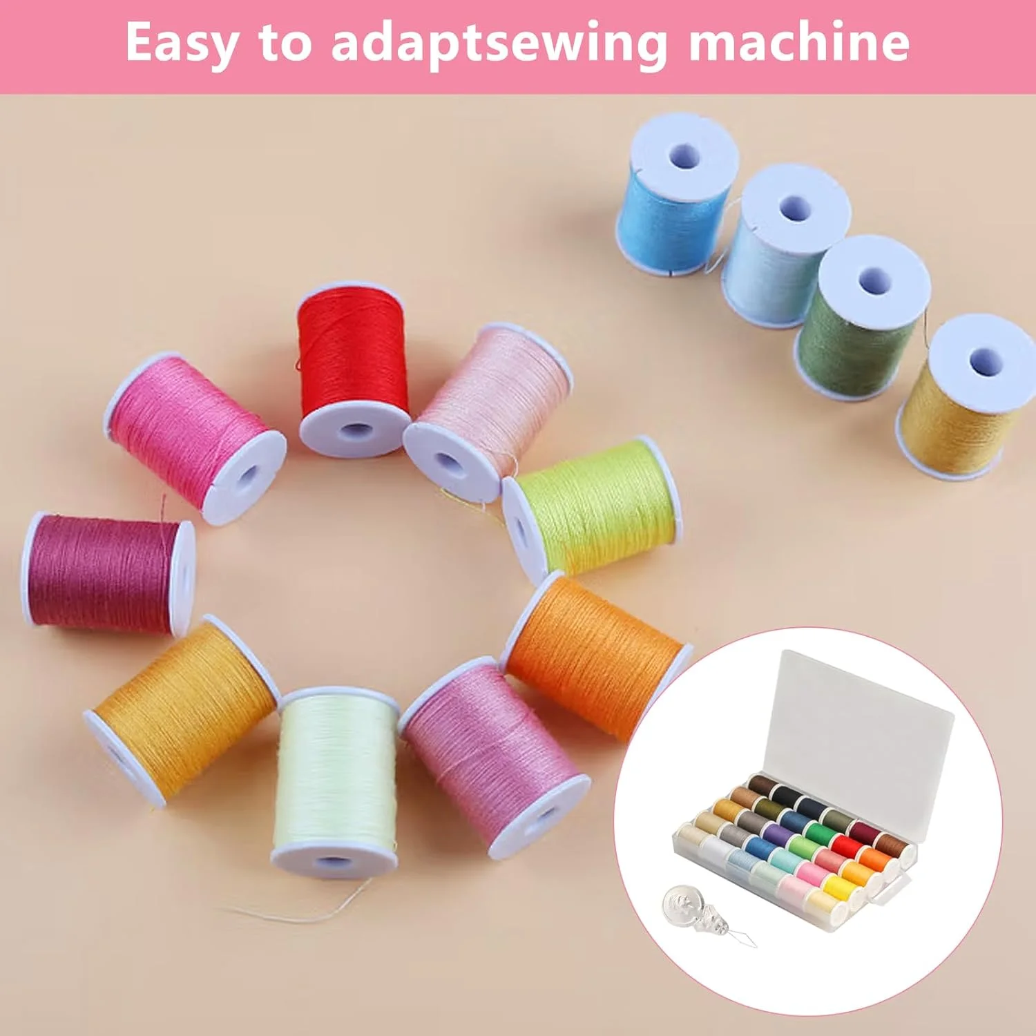 ست نخ خیاطی، 30 رنگ نخ پلی استر کاربردی مجموعه نخ خیاطی همه منظوره رنگارنگ برای نخ کشی نخ های قلاب بافی گلدوزی (46 متر / 50 یارد در هر رول)، با 1 نخ کش ست نخ خیاطی، 30 رنگ نخ پلی استر کاربردی مجموعه نخ خیاطی همه منظوره رنگارنگ برای نخ کشی نخ های قلاب بافی گلدوزی (46 متر / 50 یارد در هر رول)، با 1 نخ کش