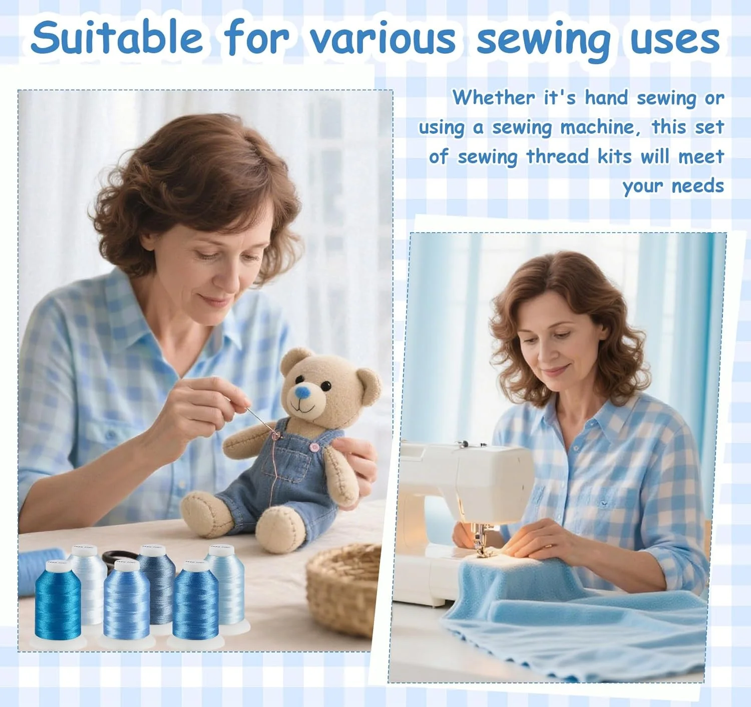 ست نخ خیاطی Lemonfilter، 6 رنگ نخ خیاطی 500 متری در هر قرقره، نخ های پلی استر Hilos para Coser برای چرخ خیاطی، کاردستی دستی، مجموعه نخ خیاطی برای مبتدیان (آبی) ست نخ خیاطی Lemonfilter، 6 رنگ نخ خیاطی 500 متری در هر قرقره، نخ های پلی استر Hilos para Coser برای چرخ خیاطی، کاردستی دستی، مجموعه نخ خیاطی برای مبتدیان (آبی)