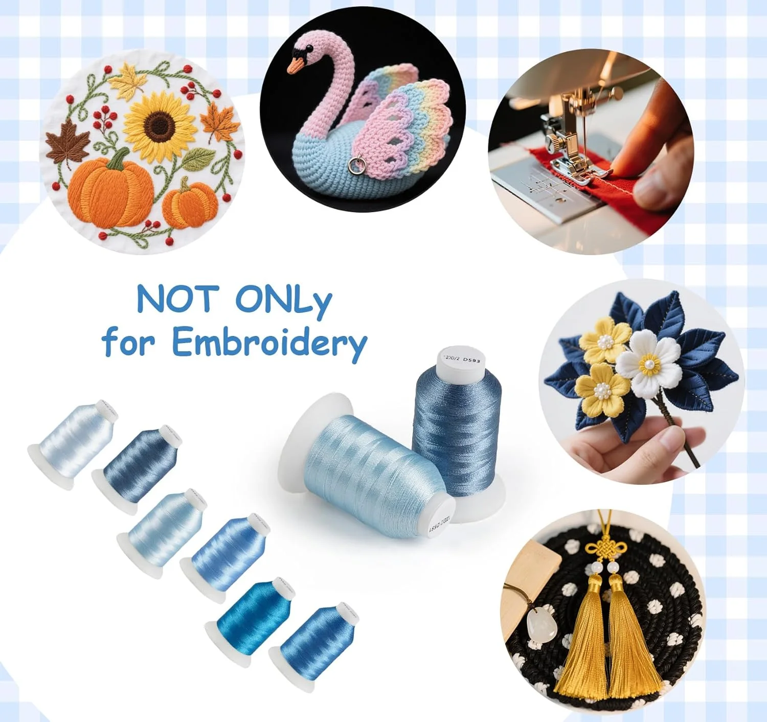 ست نخ خیاطی Lemonfilter، 6 رنگ نخ خیاطی 500 متری در هر قرقره، نخ های پلی استر Hilos para Coser برای چرخ خیاطی، کاردستی دستی، مجموعه نخ خیاطی برای مبتدیان (آبی) ست نخ خیاطی Lemonfilter، 6 رنگ نخ خیاطی 500 متری در هر قرقره، نخ های پلی استر Hilos para Coser برای چرخ خیاطی، کاردستی دستی، مجموعه نخ خیاطی برای مبتدیان (آبی)