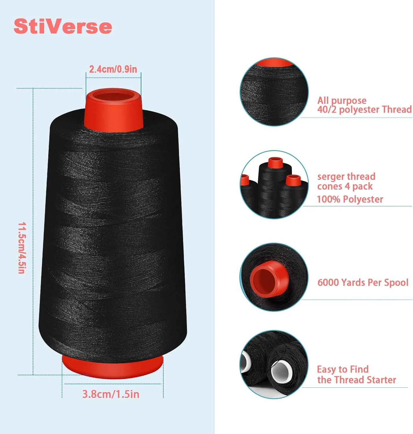 نخ خیاطی مشکی AOFITOA، بسته 4 عددی نخ سردوز، نخ مخروطی 40S/2 - 24000 یاردی مشکی چند منظوره برای خیاطی، لحاف دوزی، ماشین های سردوز، اورلاک، تکه دوزی، مرودوزی و گلدوزی دستی. نخ خیاطی مشکی AOFITOA، بسته 4 عددی نخ سردوز، نخ مخروطی 40S/2 - 24000 یاردی مشکی چند منظوره برای خیاطی، لحاف دوزی، ماشین های سردوز، اورلاک، تکه دوزی، مرودوزی و گلدوزی دستی.