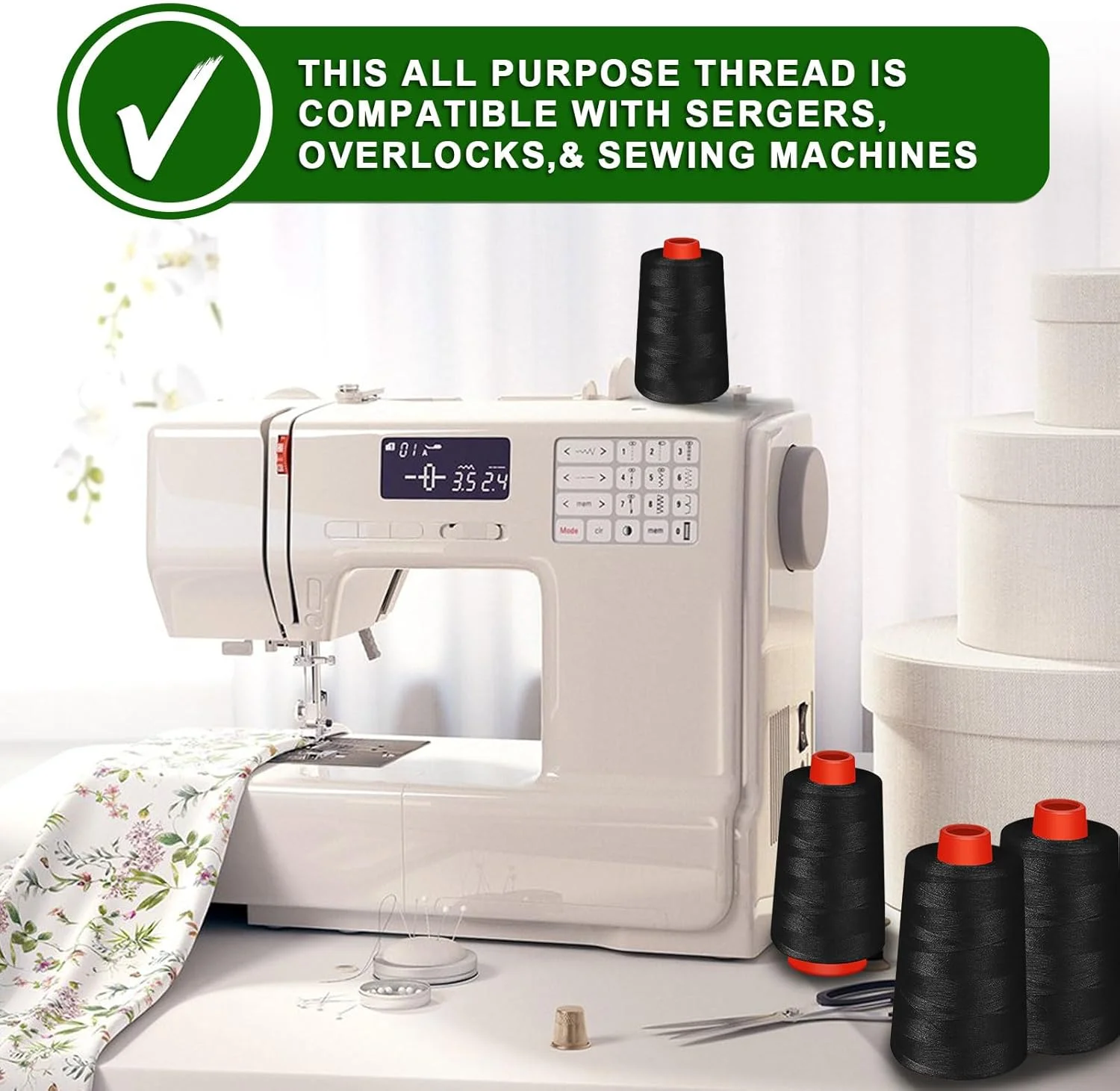 نخ خیاطی مشکی AOFITOA، بسته 4 عددی نخ سردوز، نخ مخروطی 40S/2 - 24000 یاردی مشکی چند منظوره برای خیاطی، لحاف دوزی، ماشین های سردوز، اورلاک، تکه دوزی، مرودوزی و گلدوزی دستی. نخ خیاطی مشکی AOFITOA، بسته 4 عددی نخ سردوز، نخ مخروطی 40S/2 - 24000 یاردی مشکی چند منظوره برای خیاطی، لحاف دوزی، ماشین های سردوز، اورلاک، تکه دوزی، مرودوزی و گلدوزی دستی.