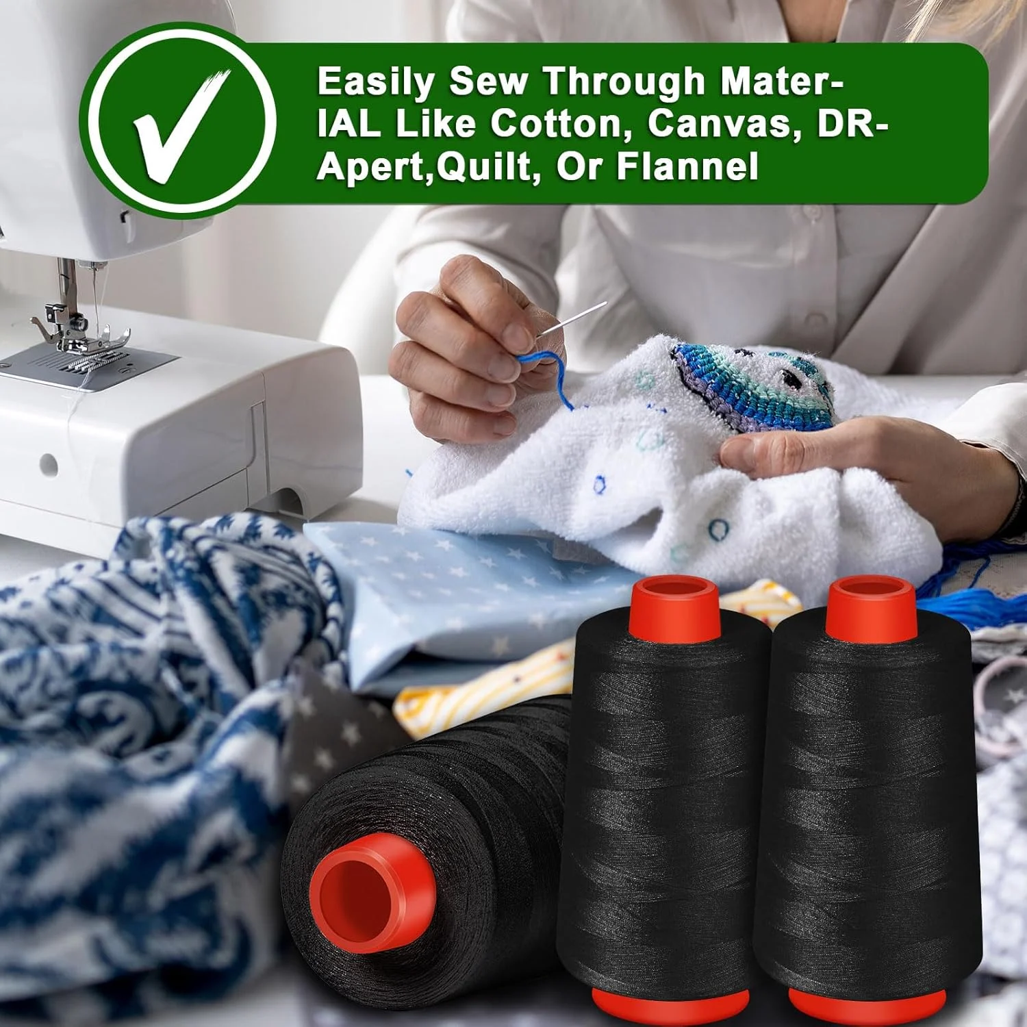 نخ خیاطی مشکی AOFITOA، بسته 4 عددی نخ سردوز، نخ مخروطی 40S/2 - 24000 یاردی مشکی چند منظوره برای خیاطی، لحاف دوزی، ماشین های سردوز، اورلاک، تکه دوزی، مرودوزی و گلدوزی دستی. نخ خیاطی مشکی AOFITOA، بسته 4 عددی نخ سردوز، نخ مخروطی 40S/2 - 24000 یاردی مشکی چند منظوره برای خیاطی، لحاف دوزی، ماشین های سردوز، اورلاک، تکه دوزی، مرودوزی و گلدوزی دستی.