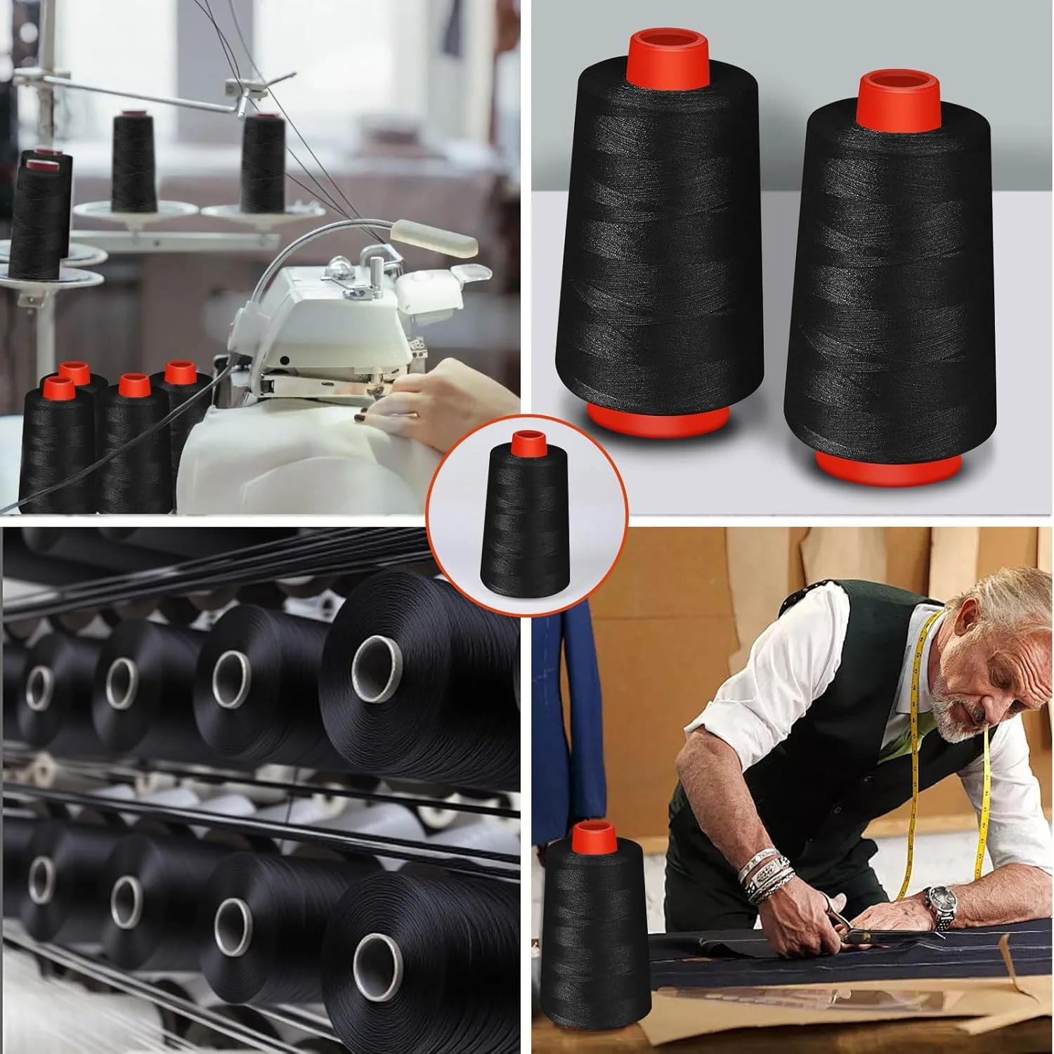 نخ خیاطی مشکی AOFITOA، بسته 4 عددی نخ سردوز، نخ مخروطی 40S/2 - 24000 یاردی مشکی چند منظوره برای خیاطی، لحاف دوزی، ماشین های سردوز، اورلاک، تکه دوزی، مرودوزی و گلدوزی دستی. نخ خیاطی مشکی AOFITOA، بسته 4 عددی نخ سردوز، نخ مخروطی 40S/2 - 24000 یاردی مشکی چند منظوره برای خیاطی، لحاف دوزی، ماشین های سردوز، اورلاک، تکه دوزی، مرودوزی و گلدوزی دستی.