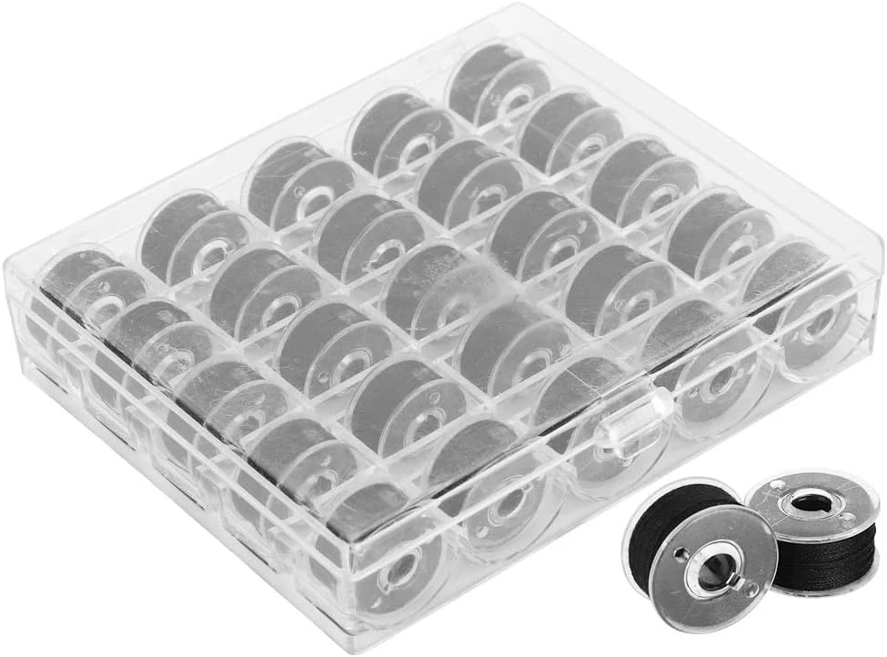 Tnfeeon بسته 25 عددی ماسوره نخ گلدوزی مشکی، ماسوره های چرخ خیاطی، نخ های خیاطی با جعبه Tnfeeon بسته 25 عددی ماسوره نخ گلدوزی مشکی، ماسوره های چرخ خیاطی، نخ های خیاطی با جعبه