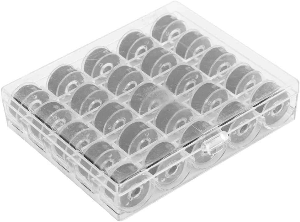 Tnfeeon بسته 25 عددی ماسوره نخ گلدوزی مشکی، ماسوره های چرخ خیاطی، نخ های خیاطی با جعبه Tnfeeon بسته 25 عددی ماسوره نخ گلدوزی مشکی، ماسوره های چرخ خیاطی، نخ های خیاطی با جعبه