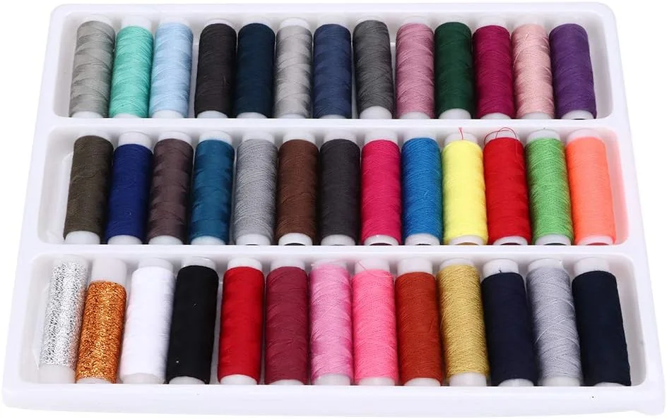 نخ پلی استر خانگی با استحکام بالا و مقاومت خوب، 39 عدد نخ خیاطی ماشینی و دستی برای لحاف دوزی