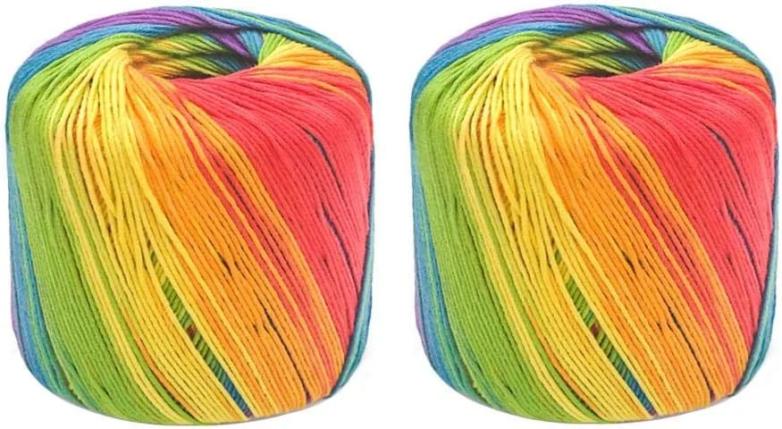 نخ پنبه ای قلاب بافی دست بافت DIY، نخ پشمی رنگ شده 100% پنبه، نخ دست بافت برای گلدوزی خیاطی 2 عدد (مدل 2)