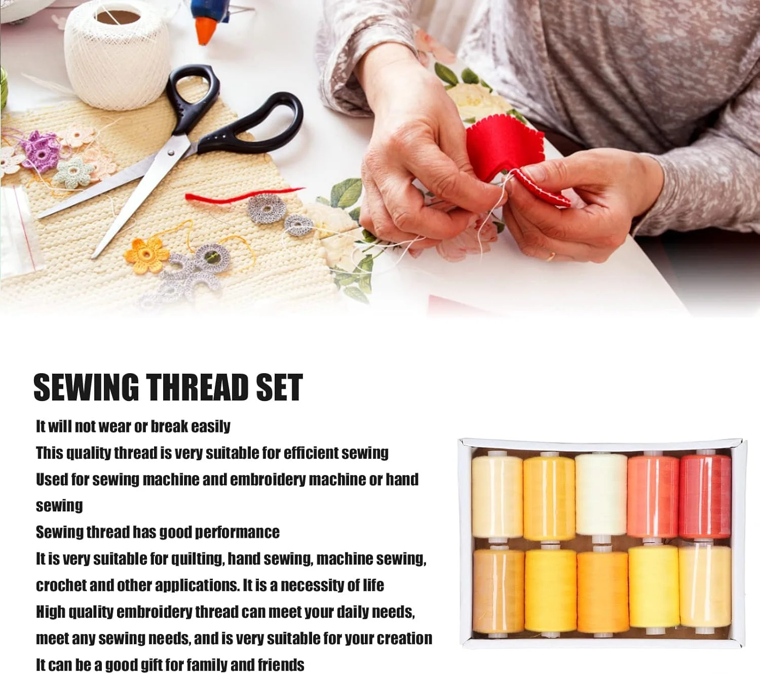 نخ خیاطی پلی استر DJGvgtf، سری زرد 1000 یارد ابزار گلدوزی خانگی برای اقلام گلدوزی برای خیاطی دستی نخ خیاطی پلی استر DJGvgtf، سری زرد 1000 یارد ابزار گلدوزی خانگی برای اقلام گلدوزی برای خیاطی دستی