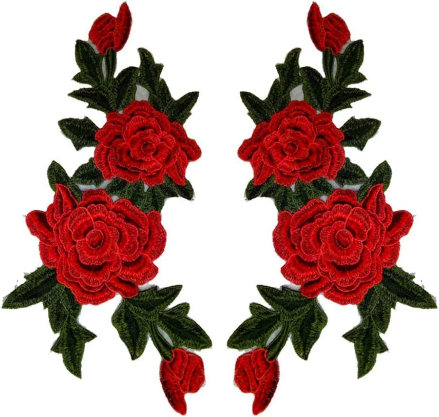 برچسب پارچه ای توری گلدوزی سه بعدی با کیفیت عالی، تکه دوزی، لوازم جانبی کفش و کلاه، تکه دوزی DIY، تزیینی برای تی شرت، ژاکت، شلوار جین - یک جفت