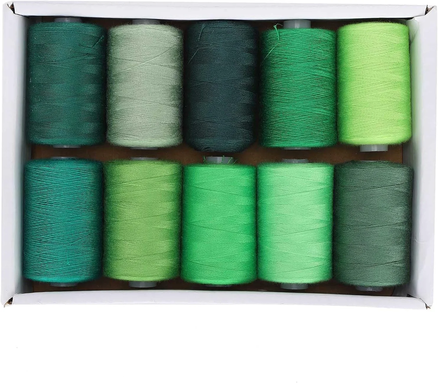 ست نخ پنبه ای Depisuta، 10 رول نخ خیاطی سبز رنگ، 100 یارد نخ ماشین گلدوزی برای ماشین خیاطی DIY، گلدوزی دستی، سبز تیره و روشن