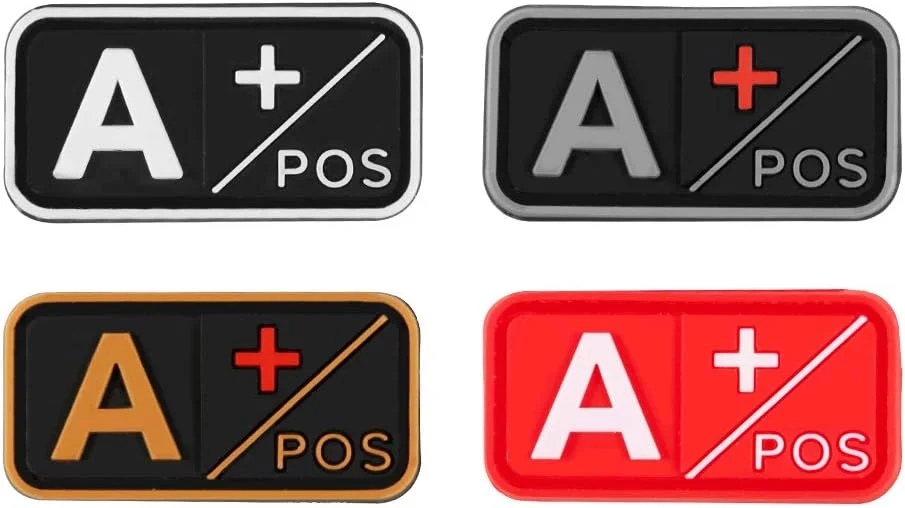 کیت پچ گروه خونی D-FLIFE سه بعدی PVC A+ B+ AB+ O+ مثبت A- B- AB- O- منفی با بست لاستیکی (A+)