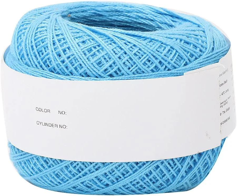 نخ ابریشم تابستانی قلاب بافی دستی پنبه ای توری، 6602 نخ پنبه ای بادوام با استحکام بالا سفید برنجی نخ مخروطی سردوز اورلاک خط بافته شده برای گلدوزی دستی یا چرخ خیاطی (6611 آبی آسمانی)