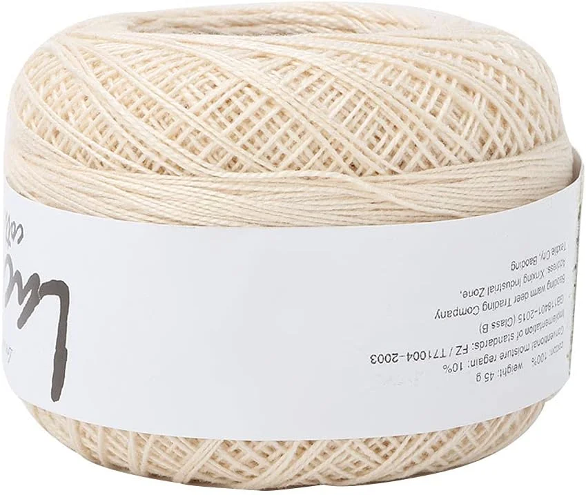 نخ ابریشم تابستانی قلاب بافی دستی پنبه ای توری، 6602 سفید شیری نخ های پنبه ای بادوام با استحکام بالا نخ مخروطی سردوز اورلاک خط بافته شده برای گلدوزی دستی یا چرخ خیاطی (6603 بژ)