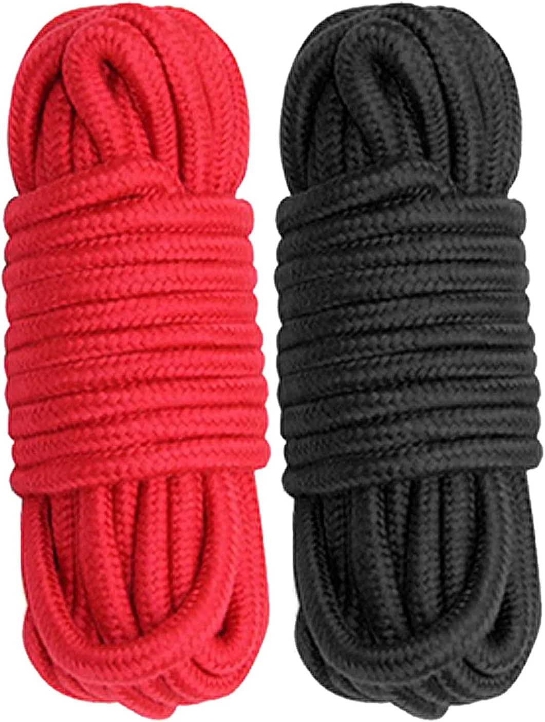 طناب بافتنی پنبه ای نرم Cosymate، طناب گره زنی ضخیم چند منظوره، قطر 8 میلی متر، طول 5 متر، بسته 2 عددی، مشکی و قرمز