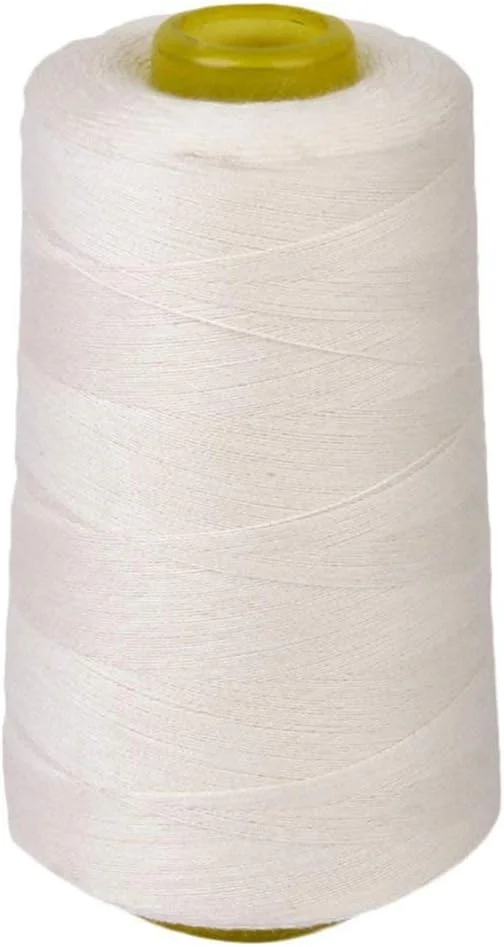 یک حلقه نخ خیاطی پنبه ای برای چرخ خیاطی سفید نشده (سفید، 3000 یارد) یک حلقه نخ خیاطی پنبه ای برای چرخ خیاطی سفید نشده (سفید، 3000 یارد)