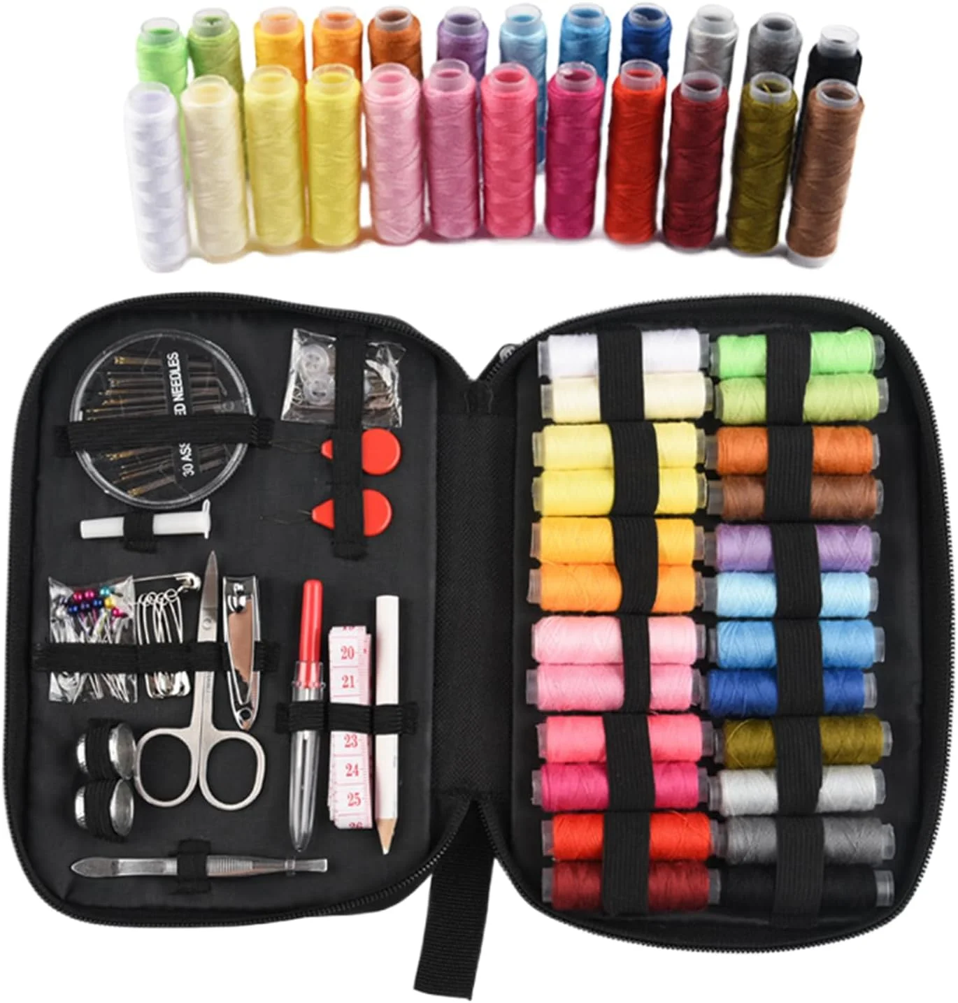 جعبه خیاطی بزرگسالان | جعبه خیاطی مسافرتی | ابزار چند منظوره با قابلیت نگهداری جمع و جور، مناسب برای تعمیر تجهیزات فضای باز، وصله کاری، لحاف دوزی، کاردستی اتاق خوابگاه