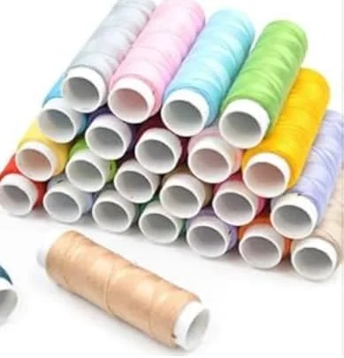 بسته 24 عددی قرقره نخ پنبه ای رنگارنگ و پر جنب و جوش، نخ خیاطی با کیفیت برای خیاطی دستی و ماشینی، هر قرقره حاوی تقریباً 180 متر نخ بادوام برای هنر، صنایع دستی، گلدوزی، لحاف دوزی