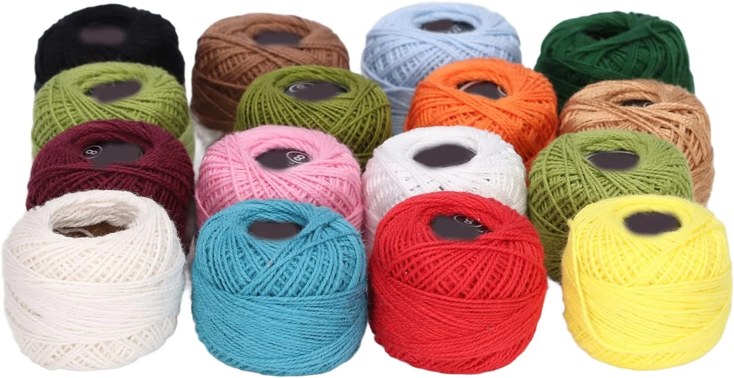 16 عدد نخ قلاب بافی رنگارنگ نخ گلدوزی نخ دمسه برای لوازم خیاطی قلاب بافی