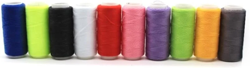 نخ خیاطی رنگی پنبه ای 10 عددی - نخ پنبه ای رنگی خیاطی - لوازم خیاطی چند رنگ
