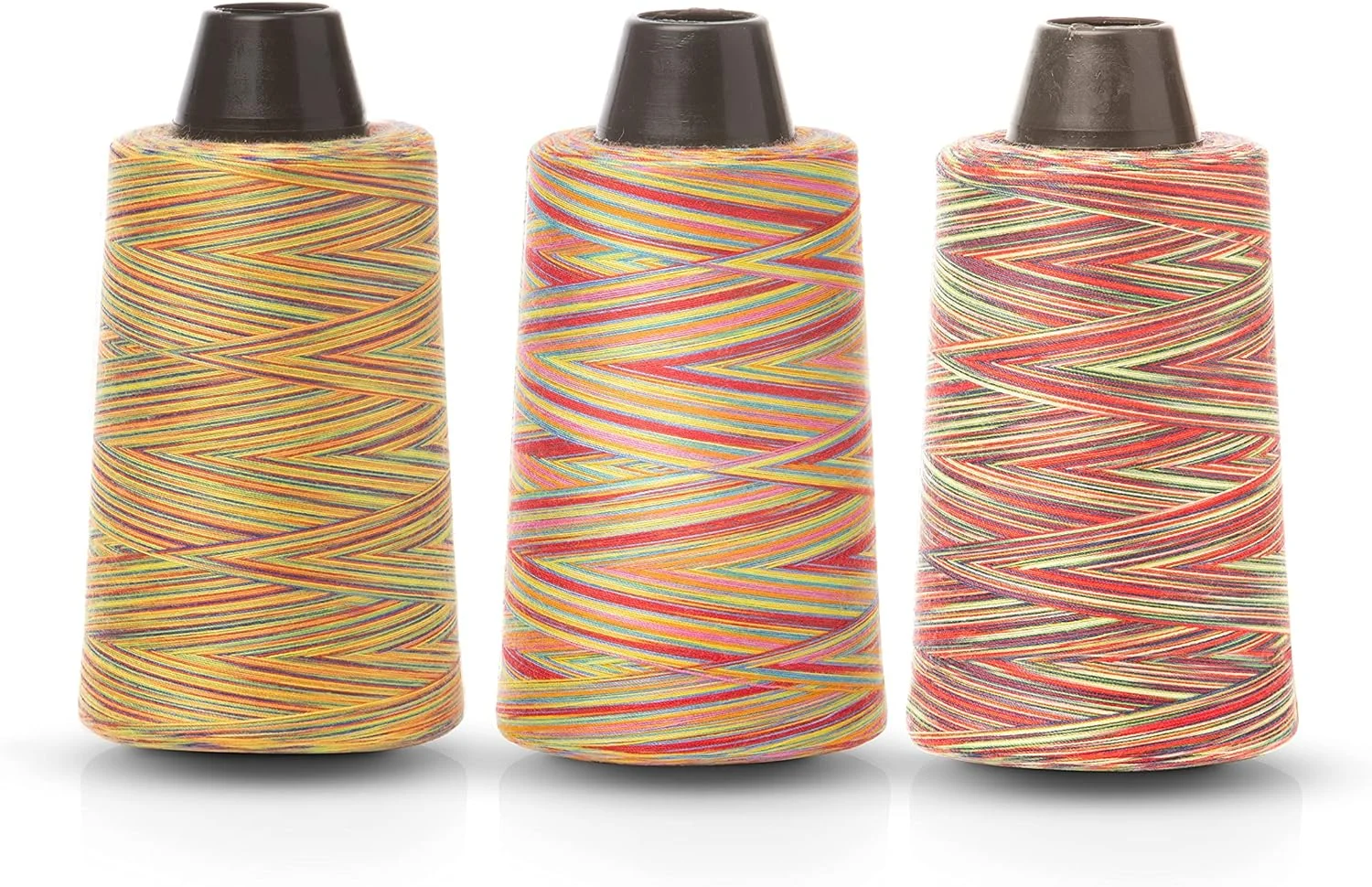نخ پلی استر چرخ خیاطی چند رنگی، رنگین کمانی، سردوز 3000 یاردی (بسته 3 عددی (A,B,C))